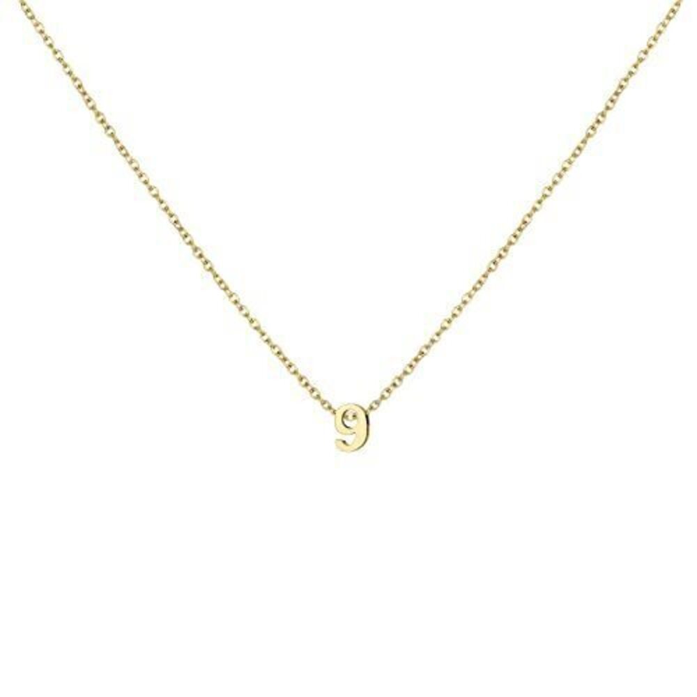 4867 18K Gold Plated Number Necklace Dainty Charm 9 Pendant Choker Necklace